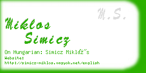 miklos simicz business card